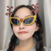 Christmas Weird Glasses Personalized Christmas Hair Clip, Color: Glitter Brown Deer Antlers