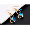 Cute Heart Shaped Crystal Stud Necklace Jewellery Set(Blue)