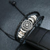 BX222 Sun Flower Beads Leather Personality Knitting Adjustable Bracelet