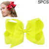 5 PCS 6 Inch Colorful Kids Girls Big Solid Ribbon Hair Bow Clips(32)