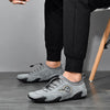 Spring And Summer Men Casual Breathable Peas Shoes Leather Pigskin Lazy Sneakers, Size: 38(Gray)