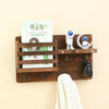 Solid Wood Wall-Mounted Retro Storage Rack Shelf Entryway Mail And Key Holder 39x23x7.8cm