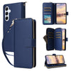 For Samsung Galaxy A55 Nine-card Slots Zipper Wallet Bag Leather Phone Case(Blue)