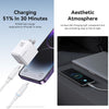 USAMS Type-C To 8 Pin Aluminum Alloy Clear LED 30W PD Fast Charge Data Cable, Length:1.2m(White)