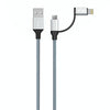 IVON CA51 2.4A USB to 8 Pin + Micro USB 2 in 1 Charging Sync Data Cable, Length: 1m(Silver)