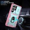 For Samsung Galaxy S25 Ultra 5G Sliding Camshield TPU Hybrid PC Phone Case with Holder(Pink+Green)