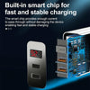 F002C QC3.0 USB + USB 2.0 LED Digital Display Fast Charger with USB to 8 Pin Data Cable, EU Plug(Black)