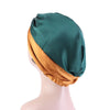 TJM-433 Double Layer Elastic Headscarf Hat Silk Night Cap Hair Care Cap Chemotherapy Hat, Size:  M (56-58cm)(Royal Blue Orange)