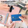 For Samsung Galaxy M16 5G / F16 5G Button Card Bag RFID Anti-theft Phone Case(Pink)