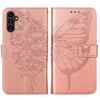 For Samsung Galaxy A24 4G Embossed Butterfly Leather Phone Case(Rose Gold)