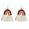 2 Pairs Personalized Tassel Bohemian Earrings Hand-Woven Retro Earrings(Red Colorful)
