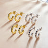 S925 Sterling Silver Geometric Simple Fashion Ear Studs Women Earrings, Color:White Zircon Silver
