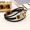 2 PCS Couple Lovers Jewelry Leather Braided Constellation Detail Hand Chain Bracelet, Size: 21*1.2cm