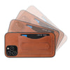 For iPhone 12 mini Fierre Shann Full Coverage Protective Leather Case with Holder & Card Slot(Brown)