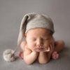 Newborn Photography Clothing Baby Photography Fur Ball Knitted Long Tail Hat(Blue)