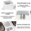 Hotel Toothbrush Rack With Double Cup Desktop Wall Mounted Toothpaste Holder(Pure White)