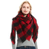 Checkered Pattern Autumn & Winter Ladies Cashmere Scarf, Size:140 x 140cm(Red Black)