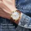 OLEVS 2872 Men Three Eyes Six Needles Chronograph Waterproof Quartz Watch(White + Gold)