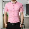 Men Business Shirt Short Sleeves Turn-down Collar Shirt, Size:XL(Pink)