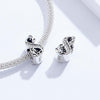 S925 Sterling Silver Relief Number Series 0-9 Beads DIY Bracelet Necklace Accessories, Style:8