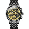 OLEVS 9947 Men Multifunctional Hollow Waterproof Quartz Watch(Black)
