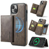 For iPhone 14 Plus DG.MING MAGKING-K2 Series MagSafe RFID Card Bag Detachable Phone Case(Coffee)