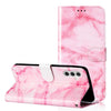 For Samsung Galaxy A56 5G Colored Drawing Marble Pattern Leather Phone Case(Pink Marble)
