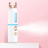 Facial Steamer Nano Spray Water Replenishing Instrument Portable Cold Spray Machine Charging Beauty Instrument Automatic Alcohol Sprayer, Style:Cute Deer(White)