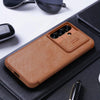 For Samsung Galaxy S25+ 5G NILLKIN QIN Series Pro Sliding Camera Cover Design Leather Phone Case(Brown)