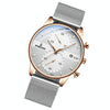 BINBOND B0158 Men Luminous Multifunctional Business Quartz Watch(White Mash Rose Shell White Surface)