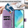 For Samsung Galaxy A26 5G Global Tree & Cat Embossed Pattern Flip Leather Phone Case(Light Purple)
