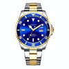 OCHSTIN 7019E Multifunctional Quartz Waterproof Luminous Steel Strap Men Watch(Blue+Gold)