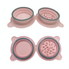 Collapsible Silicone Double Pet Bowl (Pink) - Portable & Anti-Choke
