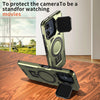 For Samsung Galaxy A06 5G Shield Frame Holder MagSafe Phone Case(Olive Green)