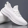 Men Breathable Sneakers Fly Woven Casual Mesh Shoes, Size: 44(Feather White)