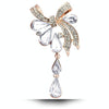 Women Drill Droplet Butterfly-knotted Brooch(White)