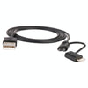 1m MFI 2 in 1 8 pin + Micro USB 2.0 Male to USB Data Sync Charging Cable(Black)