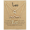 3 In 1 12 Zodiac Signs Necklace Set Retro Alphabet Symbols With Diamonds Jewelry Set, Style: Leo Golden
