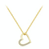 SCN347-B Sterling Silver S925 Zircon Simple Fashion Hollow Heart Shape Necklace(Gold)
