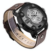 CAGARNY 6818 Fashionable DZ Style Large Dial Dual Clock Quartz Movement Sport Wrist Watch with Leather Band & Calendar Function for Men(Brown Band Black Case)
