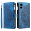 For Samsung Galaxy A06 5G Multi-Card Totem Zipper Leather Phone Case(Blue)