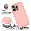 For iPhone 15 Pro Shockproof MagSafe Armor PC Hybrid TPU Phone Case(Light Pink+Coral Red)