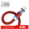 USB to 8 Pin Magnetic Metal Connector Nylon Two-color Braided Magnetic Data Cable, Cable Length: 1m(Red)