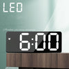 Mirror Bedside Alarm Clock Battery Plug-In Dual-Purpose LED Clock, Colour: Arc-shaped Black Shell (Black Surface White Light)