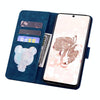 For Samsung Galaxy A56 / A36 Cartoon Sakura Cat Embossed Leather Phone Case(Royal Blue)