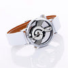 Musical Notation Shaped Dial Leather Belt Quartz Watch for Women / Men(white)