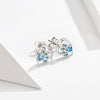 Pet Paw Print Earrings Platinum-plated Love Heart-shaped Girls Earrings, Color:Blue