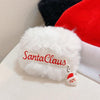 For AirPods 4 Christmas Series Plush Earphone Protective Soft Case(Christmas Red Letters)