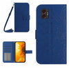 For Samsung Galaxy XCover7 Pro Skin Feel Sun Flower Embossed Flip Leather Phone Case with Lanyard(Dark Blue)