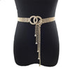 Women Double Loop Shape Diamond Belt Waist Chain, Length:120cm(Gold)